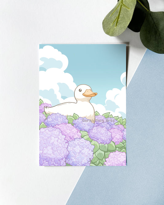 Hydrangea Duck Print