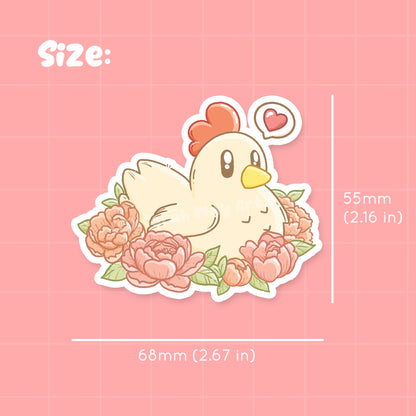 Cozy Farming Chicken Waterproof Die-Cut Sticker