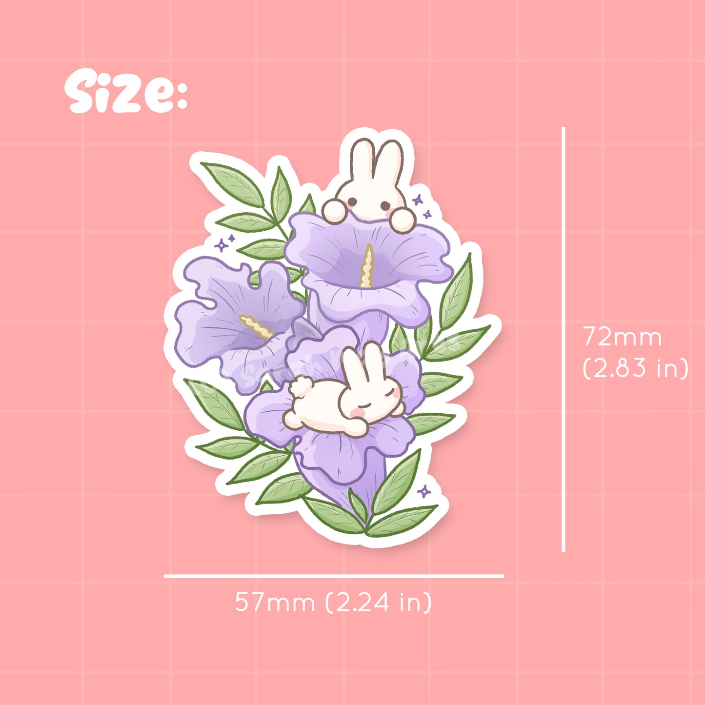 Jacaranda Bunnies Waterproof Die-Cut Sticker