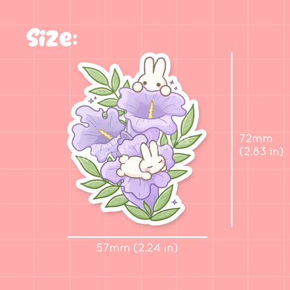 Jacaranda Bunnies Waterproof Die-Cut Sticker