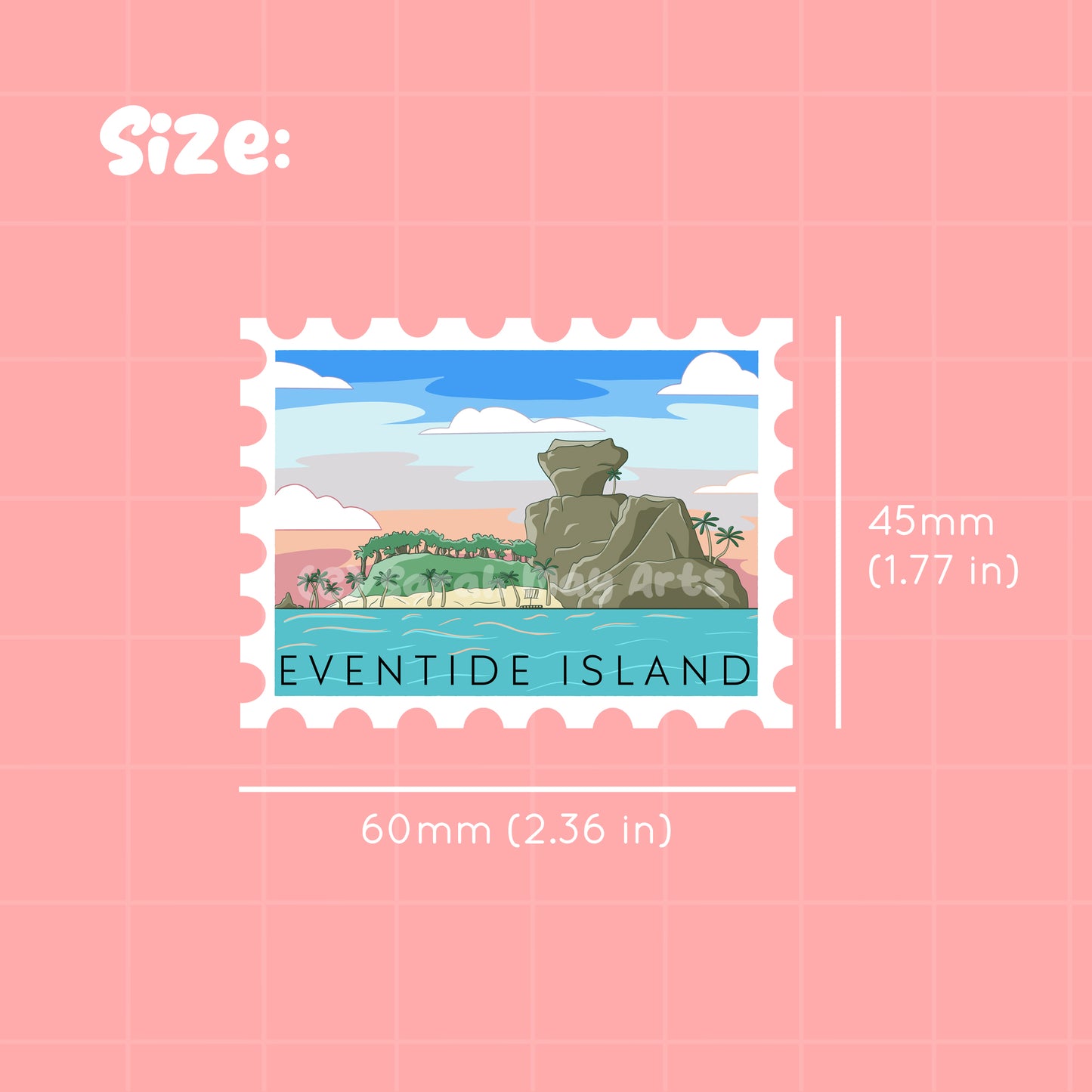 Eventful Island Postage Stamp Waterproof Die Cut Sticker