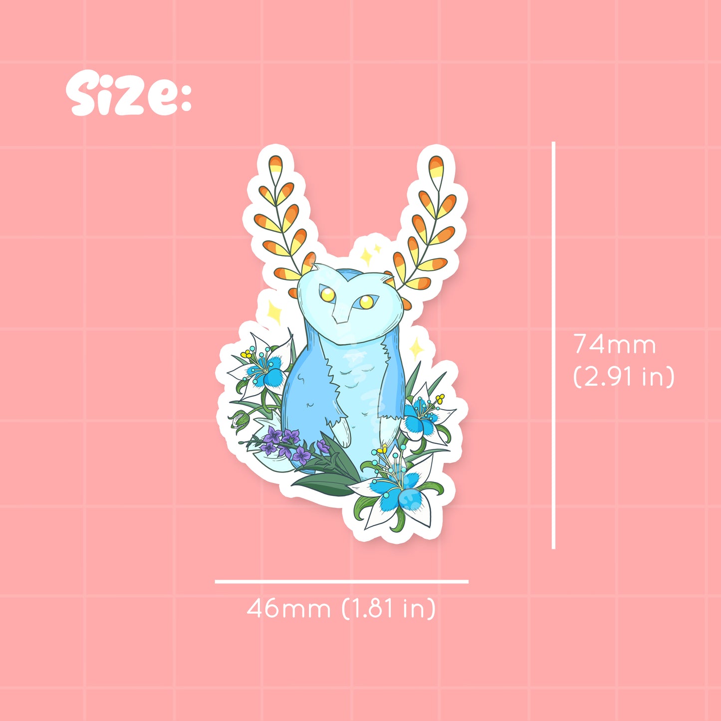 Glowing Owl Spirit Waterproof Die Cut Sticker