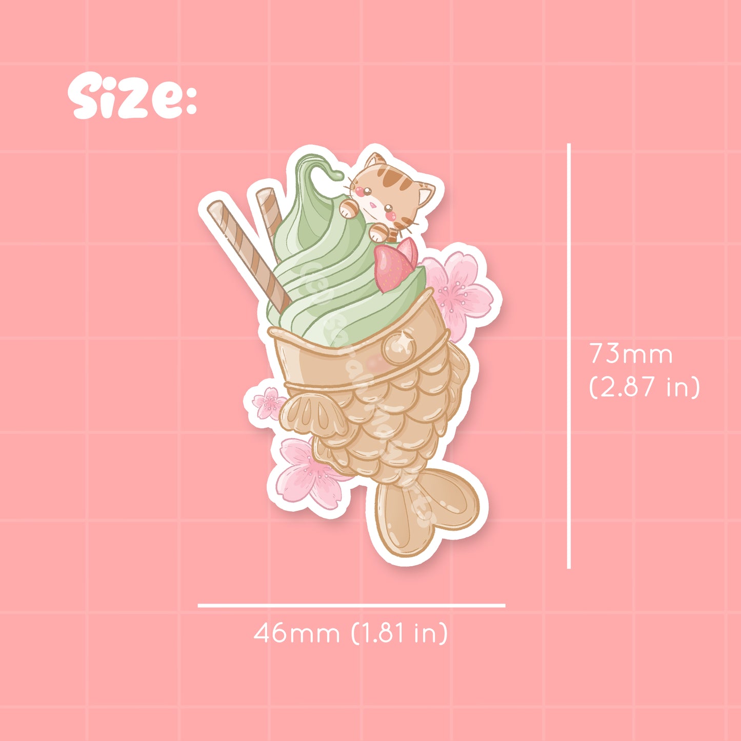 Pelekat Potongan Dadu Kalis Air Taiyaki