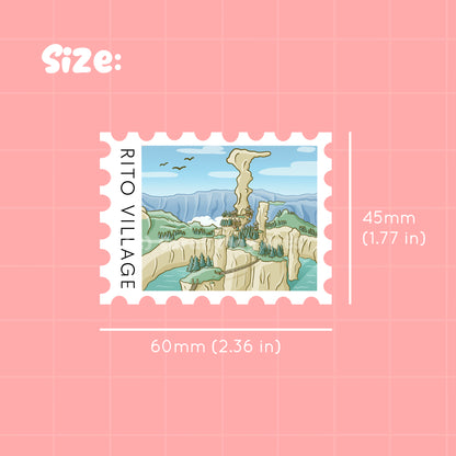 Bird Village Postage Stamp Waterproof Die Cut Sticker