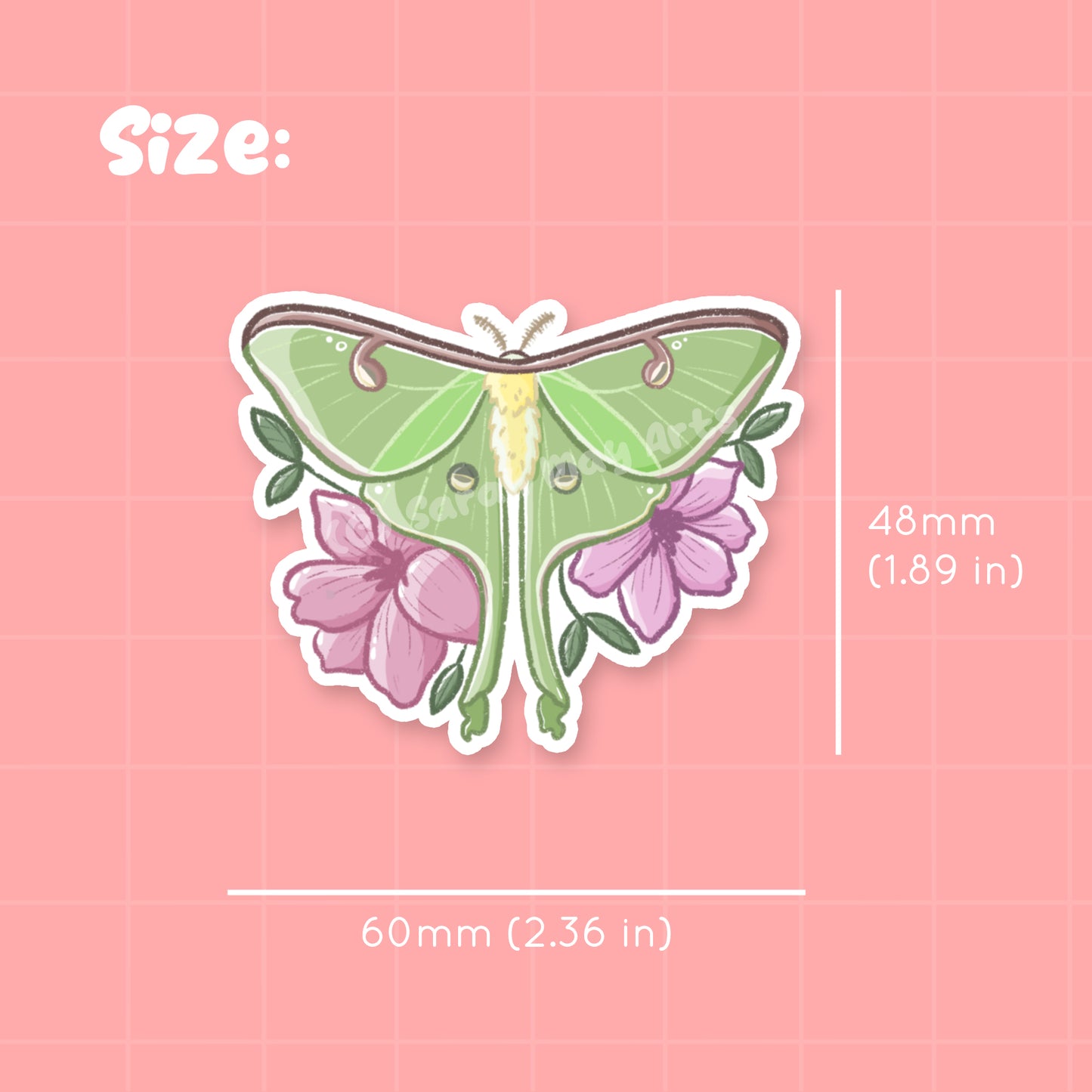 Pelekat Potongan Mati Kalis Air Luna Moth