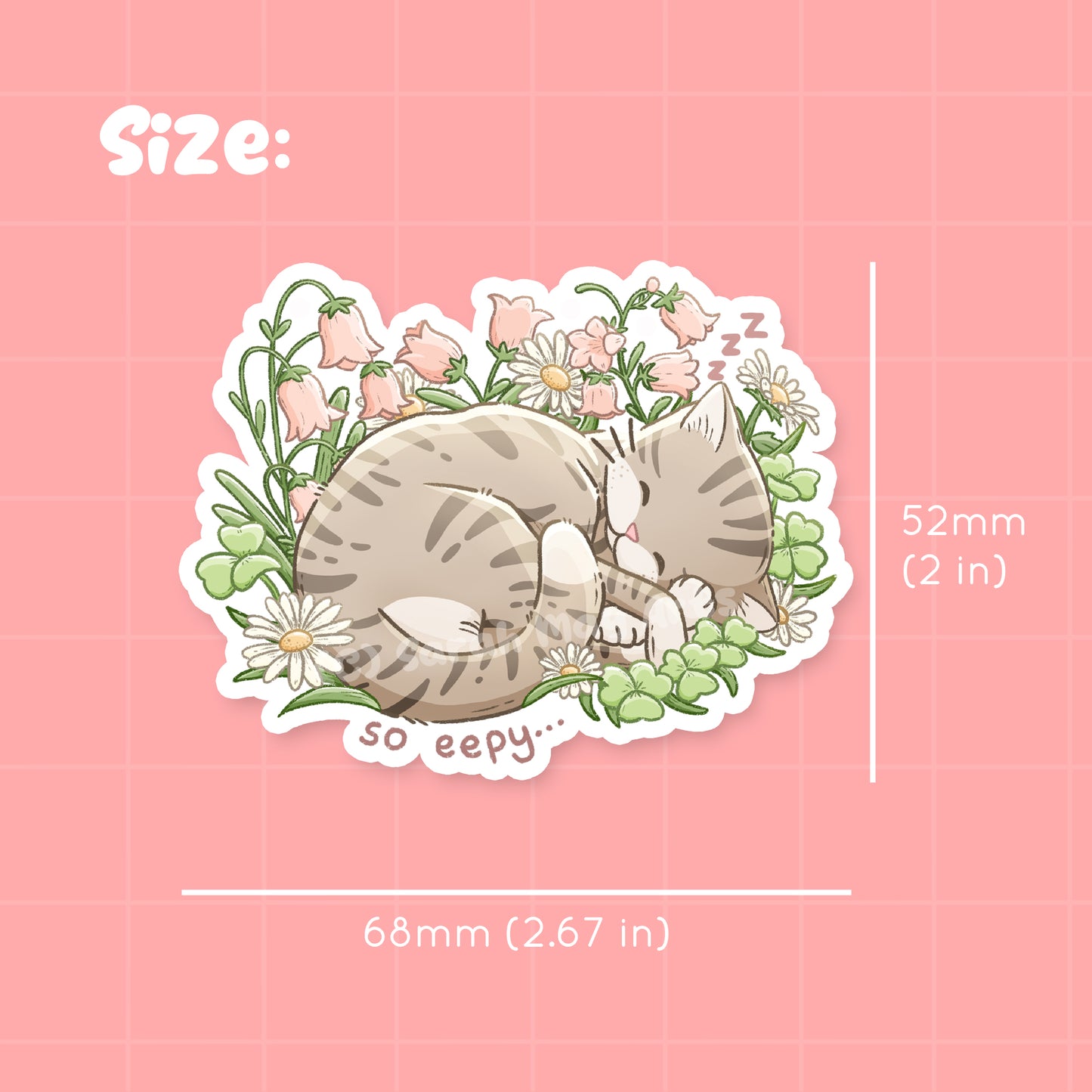 Pelekat Potongan Dadu Kalis Air Eepy Kitty