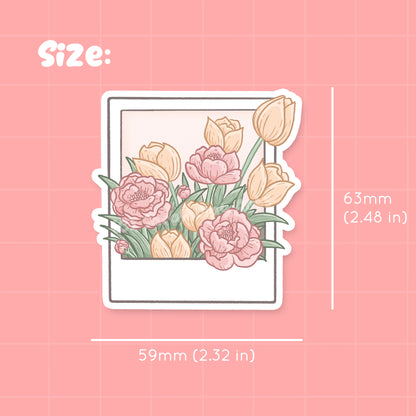Floral Polaroid Waterproof Die-Cut Sticker