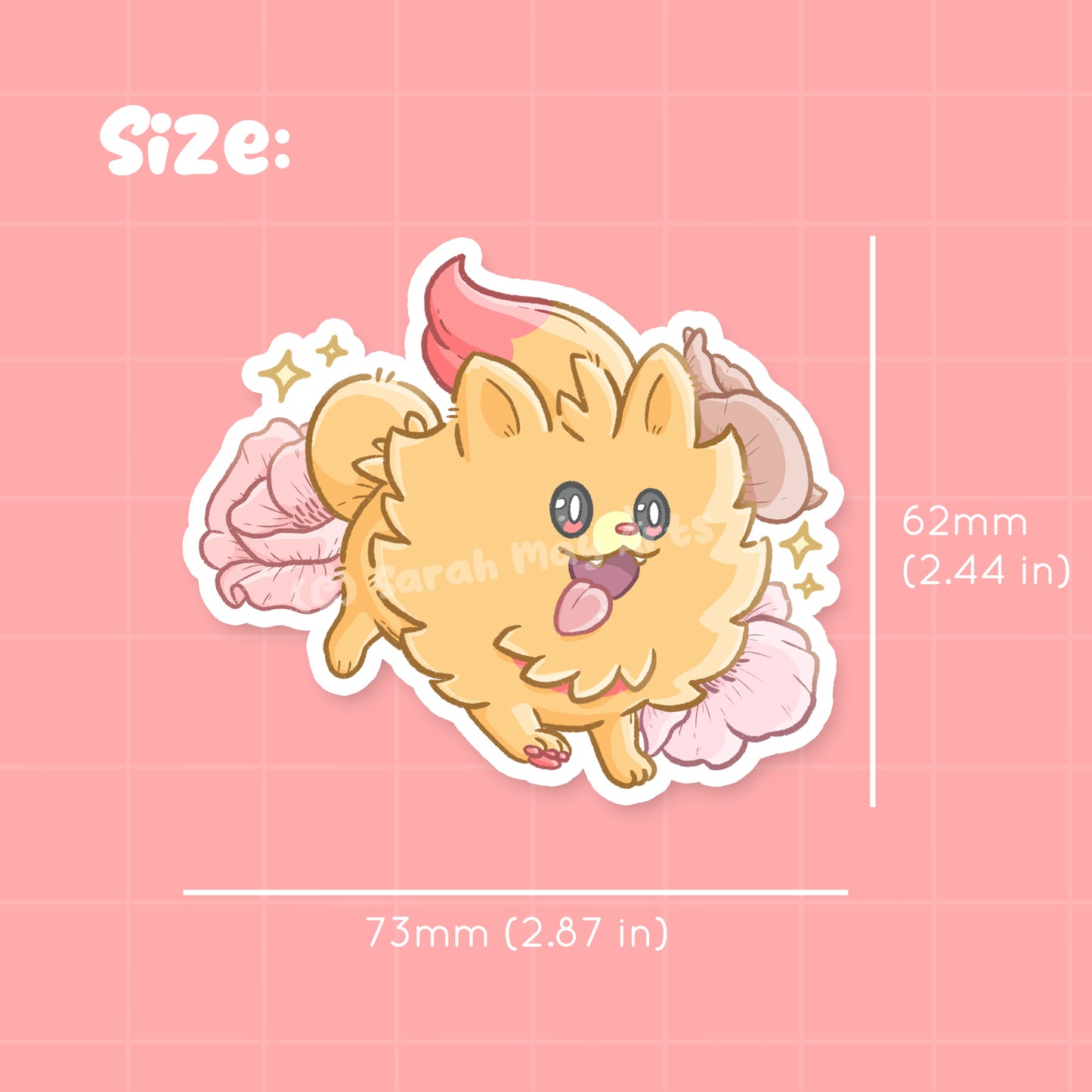 Fire Pomeranian Waterproof Die Cut Sticker