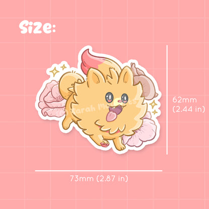 Fire Pomeranian Waterproof Die Cut Sticker