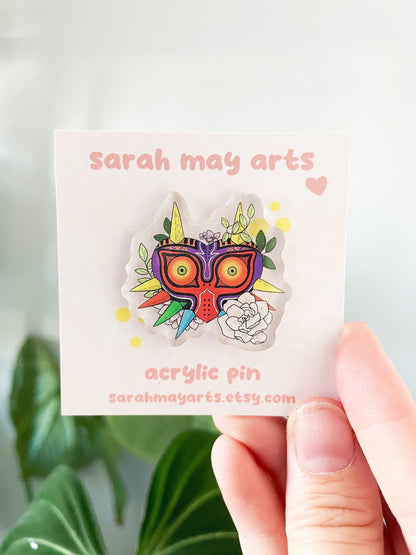 Falling Moon Mask Acrylic Pin