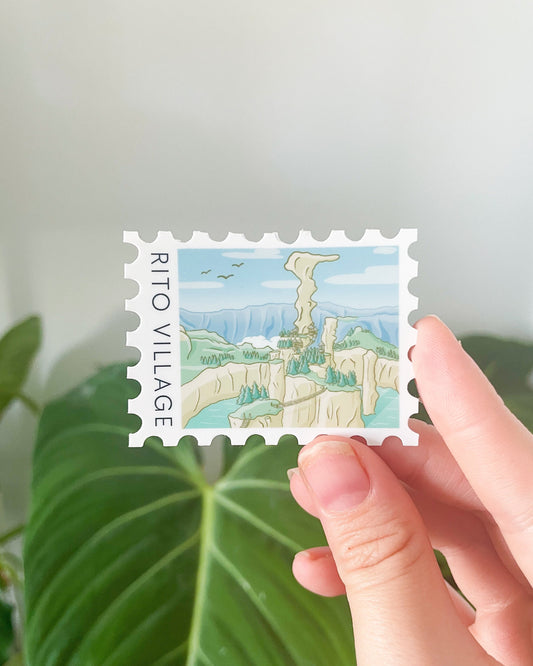 Bird Village Postage Stamp Waterproof Die Cut Sticker
