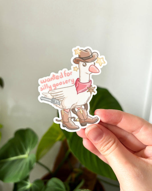 Cowboy Goose Waterproof Die Cut Sticker