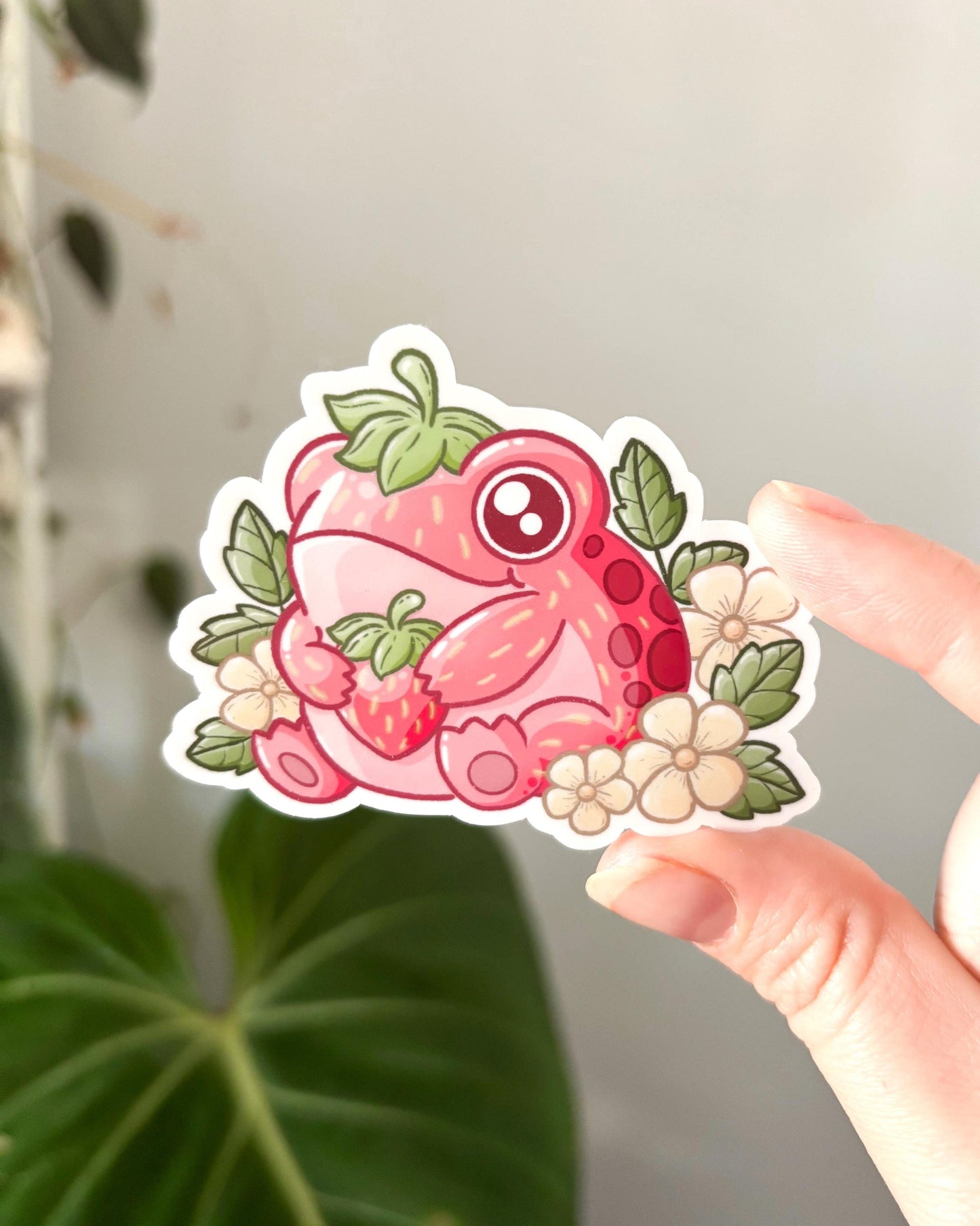 Pelekat Potongan Mati Kalis Air Katak Strawberi